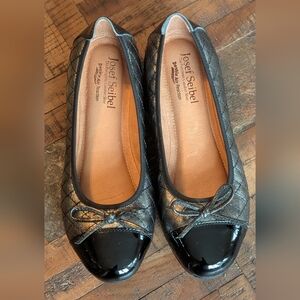 Josef Seibel Black Quilted Flats with Bow